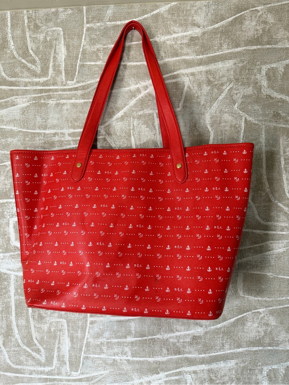 Red Monogram Tote Bag - Unbranded